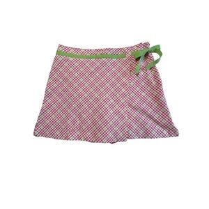 Vintage Y2K Lizgolf Gingham Plaid Wrap Skort Skirt Pink Green Size 14 Athletic